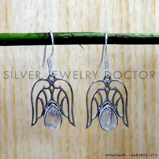 Rainbow Moonstone 925 Sterling Silver Earrings (SJWE-1129) Rainbow Moonstone 925 Sterling Silver Earrings (SJWE-1129)