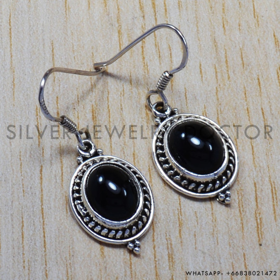 Onyx 925 Sterling Silver Earrings (SJWE-113) Onyx 925 Sterling Silver Earrings (SJWE-113)