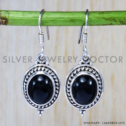 Onyx 925 Sterling Silver Earrings (SJWE-113)