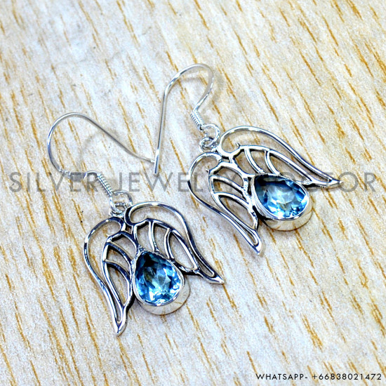 Blue Topaz 925 Sterling Silver Earrings (SJWE-1131) Blue Topaz 925 Sterling Silver Earrings (SJWE-1131)
