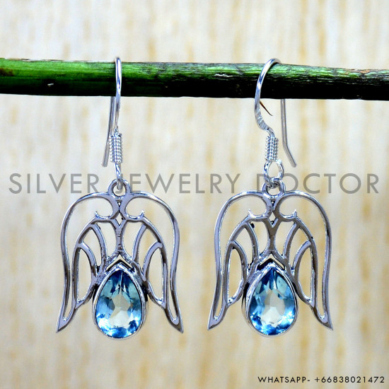 Blue Topaz 925 Sterling Silver Earrings (SJWE-1131) Blue Topaz 925 Sterling Silver Earrings (SJWE-1131)