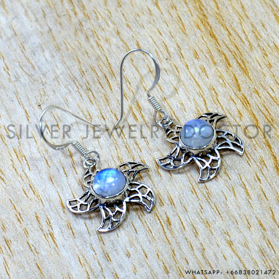 Rainbow Moonstone 925 Sterling Silver Earrings (SJWE-1133) Rainbow Moonstone 925 Sterling Silver Earrings (SJWE-1133)