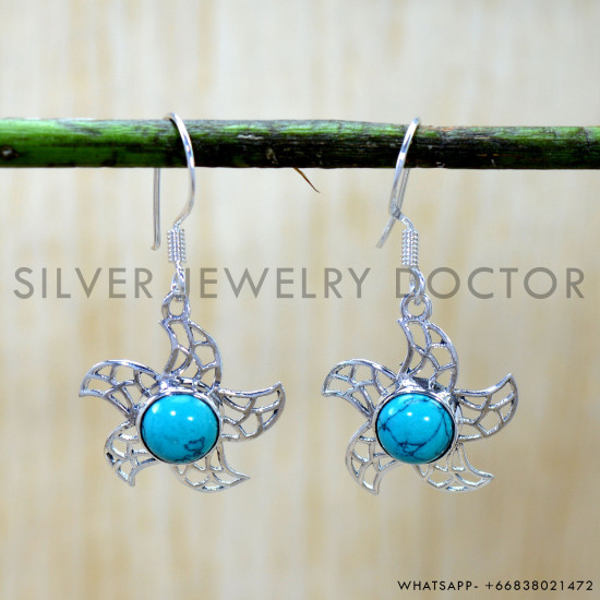 Turquoise 925 Sterling Silver Earrings (SJWE-1135) Turquoise 925 Sterling Silver Earrings (SJWE-1135)