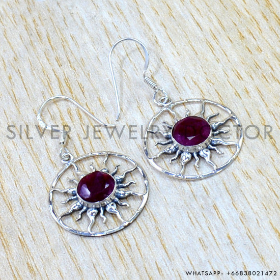 Ruby 925 Sterling Silver Earrings (SJWE-1139) Ruby 925 Sterling Silver Earrings (SJWE-1139)