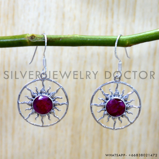 Ruby 925 Sterling Silver Earrings (SJWE-1139) Ruby 925 Sterling Silver Earrings (SJWE-1139)
