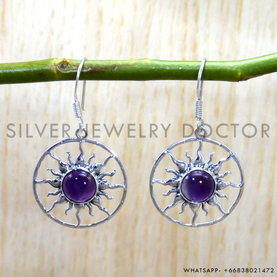 Amethyst 925 Sterling Silver Earrings (SJWE-1140) Amethyst 925 Sterling Silver Earrings (SJWE-1140)