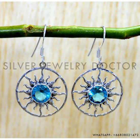 Blue Topaz 925 Sterling Silver Earrings (SJWE-1141) Blue Topaz 925 Sterling Silver Earrings (SJWE-1141)