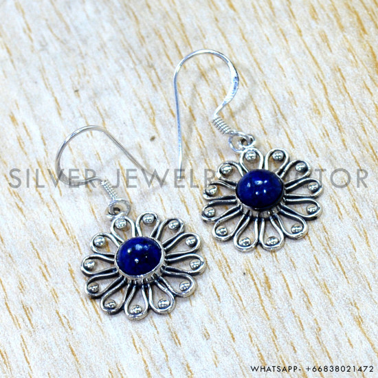 Lapis Lazuli 925 Sterling Silver Earrings (SJWE-1143) Lapis Lazuli 925 Sterling Silver Earrings (SJWE-1143)