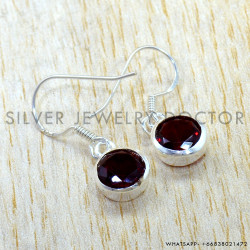 Garnet 925 Sterling Silver Earrings (SJWE-1147)