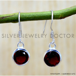 Garnet 925 Sterling Silver Earrings (SJWE-1147)