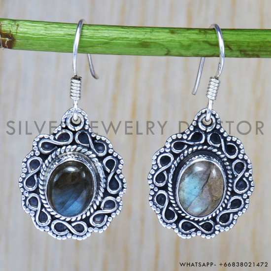 Labradorite 925 Sterling Silver Earrings (SJWE-115) Labradorite 925 Sterling Silver Earrings (SJWE-115)