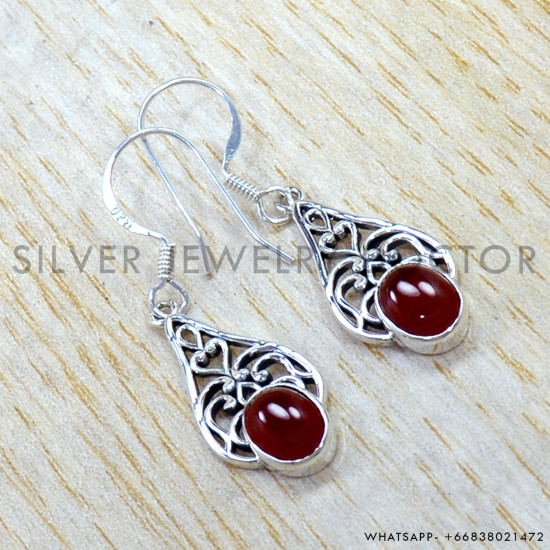 Carnelian 925 Sterling Silver Earrings (SJWE-1153) Carnelian 925 Sterling Silver Earrings (SJWE-1153)