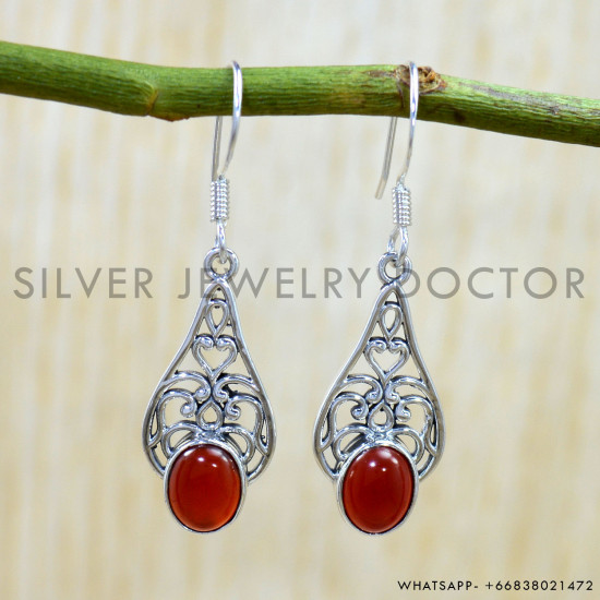 Carnelian 925 Sterling Silver Earrings (SJWE-1153) Carnelian 925 Sterling Silver Earrings (SJWE-1153)