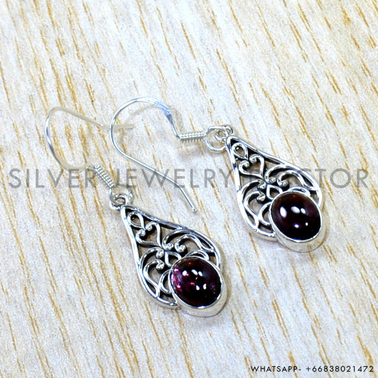 Garnet 925 Sterling Silver Earrings (SJWE-1156) Garnet 925 Sterling Silver Earrings (SJWE-1156)