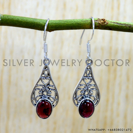 Garnet 925 Sterling Silver Earrings (SJWE-1156) Garnet 925 Sterling Silver Earrings (SJWE-1156)
