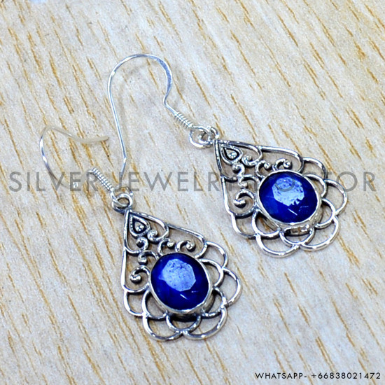 Sapphire 925 Sterling Silver Earrings (SJWE-1157)