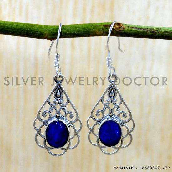 Sapphire 925 Sterling Silver Earrings (SJWE-1157)