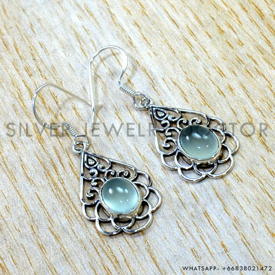 Chalcedony 925 Sterling Silver Earrings (SJWE-1158) Chalcedony 925 Sterling Silver Earrings (SJWE-1158)