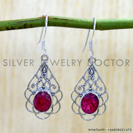 Ruby 925 Sterling Silver Earrings (SJWE-1161) Ruby 925 Sterling Silver Earrings (SJWE-1161)