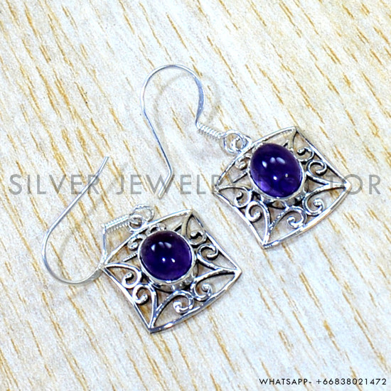 Amethyst 925 Sterling Silver Earrings (SJWE-1163)