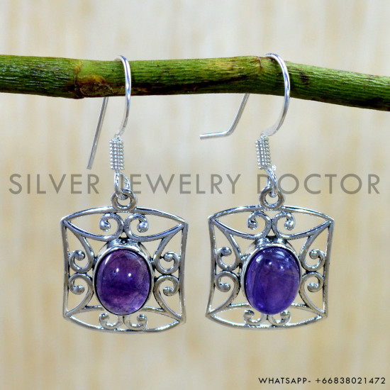 Amethyst 925 Sterling Silver Earrings (SJWE-1163)