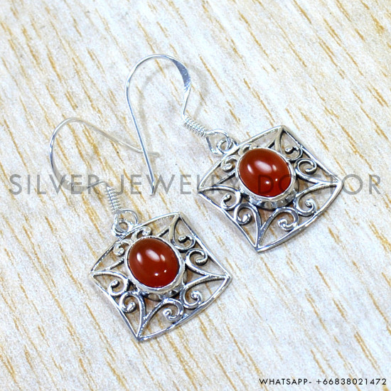 Carnelian 925 Sterling Silver Earrings (SJWE-1164) Carnelian 925 Sterling Silver Earrings (SJWE-1164)