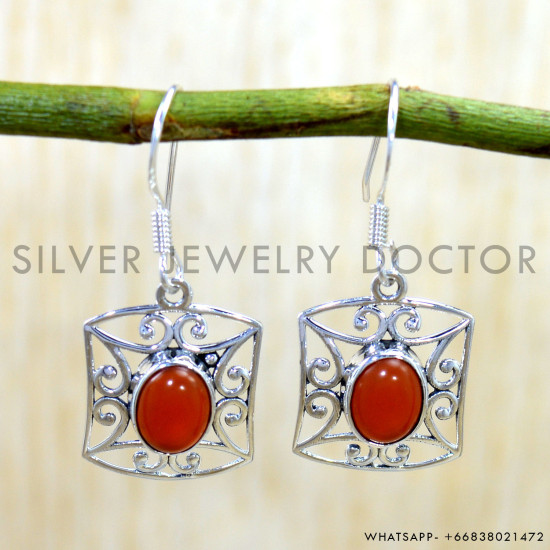 Carnelian 925 Sterling Silver Earrings (SJWE-1164) Carnelian 925 Sterling Silver Earrings (SJWE-1164)