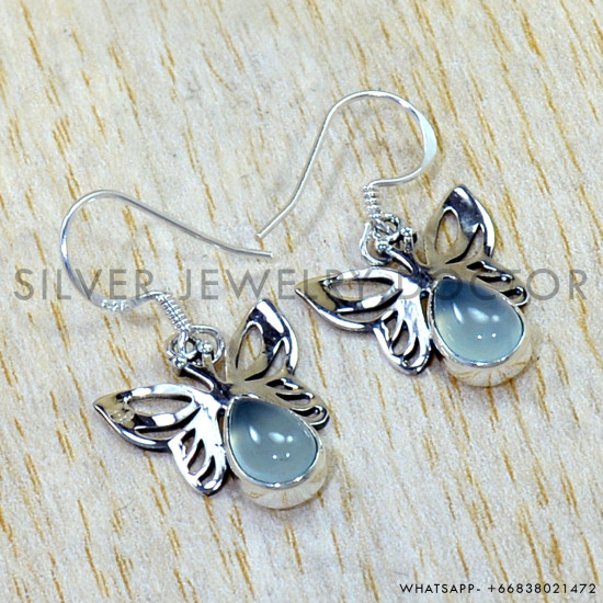 Chalcedony 925 Sterling Silver Earrings (SJWE-1167)