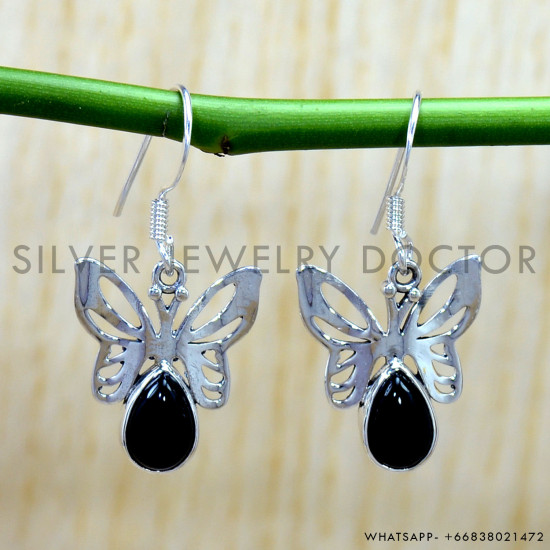 Black Onyx 925 Sterling Silver Earrings (SJWE-1169) Black Onyx 925 Sterling Silver Earrings (SJWE-1169)