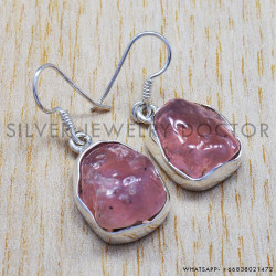 Rose Quartz 925 Sterling Silver Earrings (SJWE-117) Rose Quartz 925 Sterling Silver Earrings (SJWE-117)