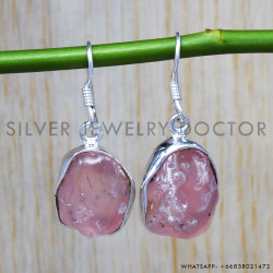 Rose Quartz 925 Sterling Silver Earrings (SJWE-117)