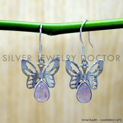 Rose Quartz 925 Sterling Silver Earrings (SJWE-1170)