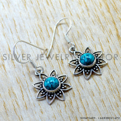 Turquoise 925 Sterling Silver Earrings (SJWE-1172)