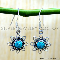 Turquoise 925 Sterling Silver Earrings (SJWE-1172)