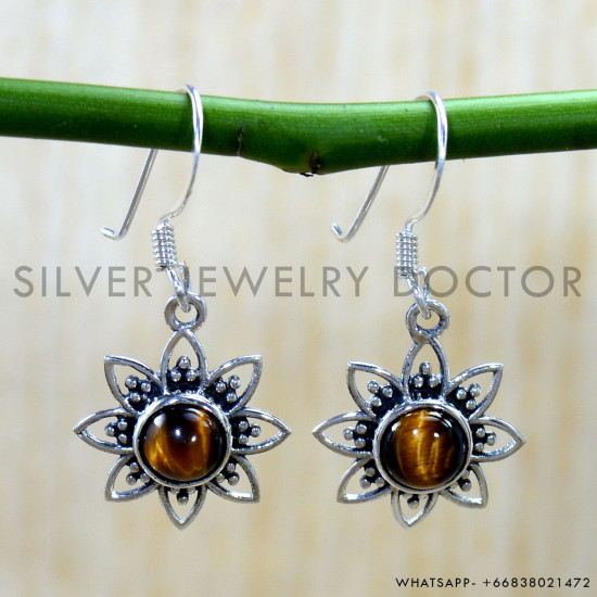 Tiger Eye 925 Sterling Silver Earrings (SJWE-1175) Tiger Eye 925 Sterling Silver Earrings (SJWE-1175)