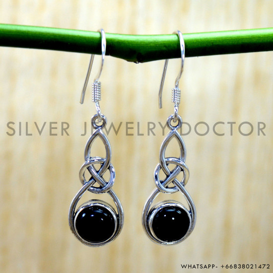 Black Onyx 925 Sterling Silver Earrings (SJWE-1177) Black Onyx 925 Sterling Silver Earrings (SJWE-1177)