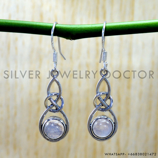 Rose Quartz 925 Sterling Silver Earrings (SJWE-1179) Rose Quartz 925 Sterling Silver Earrings (SJWE-1179)