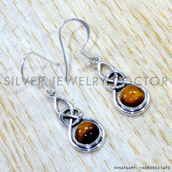 Tiger Eye 925 Sterling Silver Earrings (SJWE-1181) Tiger Eye 925 Sterling Silver Earrings (SJWE-1181)