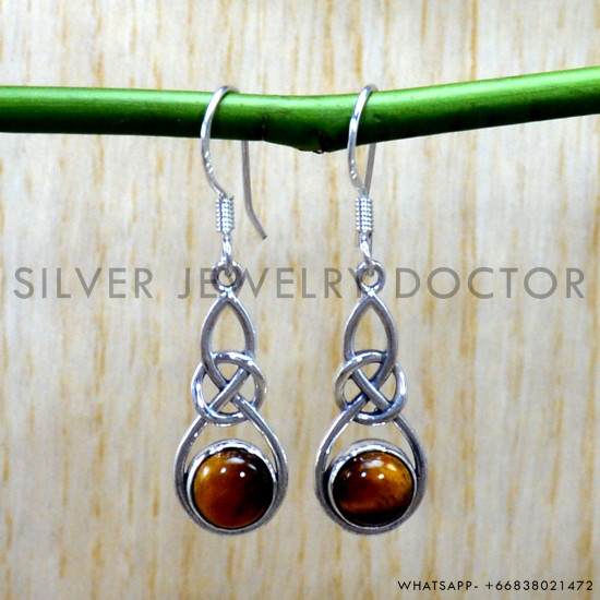 Tiger Eye 925 Sterling Silver Earrings (SJWE-1181) Tiger Eye 925 Sterling Silver Earrings (SJWE-1181)