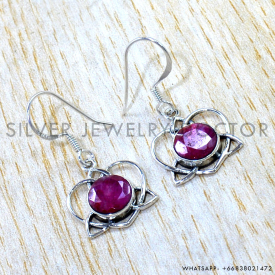 Ruby 925 Sterling Silver Earrings (SJWE-1183) Ruby 925 Sterling Silver Earrings (SJWE-1183)