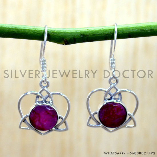 Ruby 925 Sterling Silver Earrings (SJWE-1183) Ruby 925 Sterling Silver Earrings (SJWE-1183)
