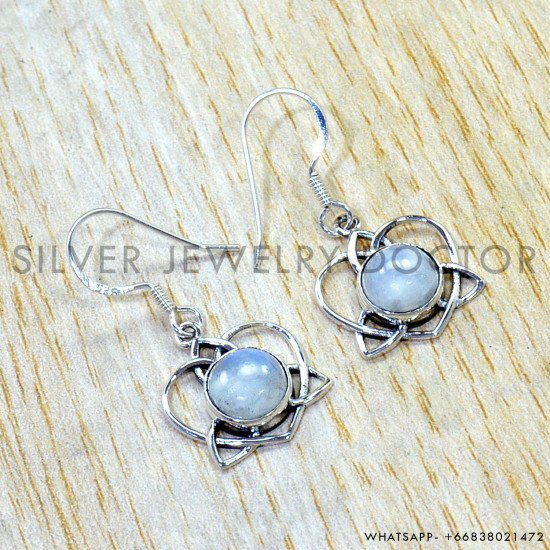 Rainbow Moonstone 925 Sterling Silver Earrings (SJWE-1184) Rainbow Moonstone 925 Sterling Silver Earrings (SJWE-1184)