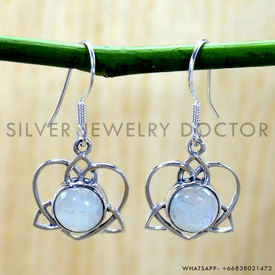 Rainbow Moonstone 925 Sterling Silver Earrings (SJWE-1184) Rainbow Moonstone 925 Sterling Silver Earrings (SJWE-1184)