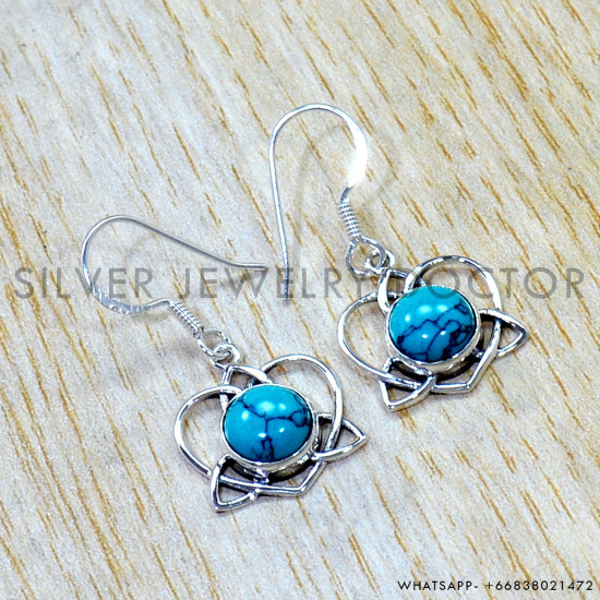 Turquoise 925 Sterling Silver Earrings (SJWE-1186) Turquoise 925 Sterling Silver Earrings (SJWE-1186)
