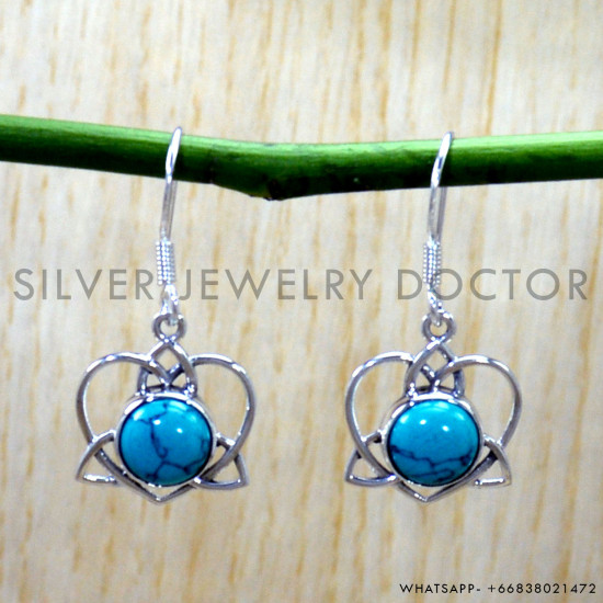 Turquoise 925 Sterling Silver Earrings (SJWE-1186) Turquoise 925 Sterling Silver Earrings (SJWE-1186)