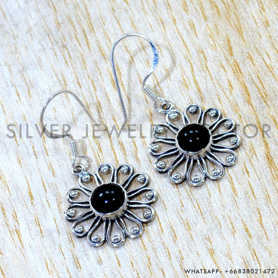 Black Onyx 925 Sterling Silver Earrings (SJWE-1187) Black Onyx 925 Sterling Silver Earrings (SJWE-1187)