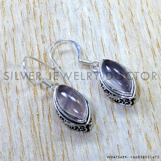 Rose Quartz 925 Sterling Silver Earrings (SJWE-1192) Rose Quartz 925 Sterling Silver Earrings (SJWE-1192)