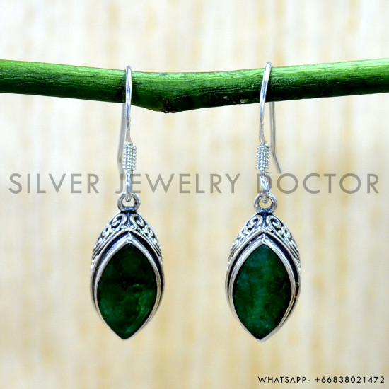 Emerald 925 Sterling Silver Earrings (SJWE-1194) Emerald 925 Sterling Silver Earrings (SJWE-1194)