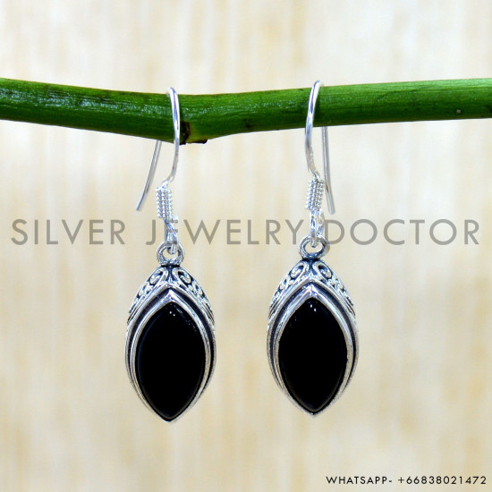 Black Onyx 925 Sterling Silver Earrings (SJWE-1195) Black Onyx 925 Sterling Silver Earrings (SJWE-1195)