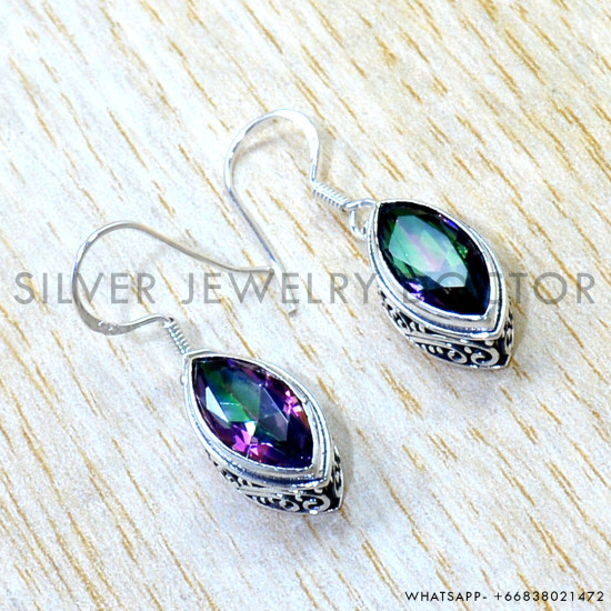 Mystic Topaz 925 Sterling Silver Earrings (SJWE-1196) Mystic Topaz 925 Sterling Silver Earrings (SJWE-1196)